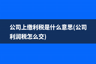 公司上缴利税是什么意思(公司利润税怎么交)