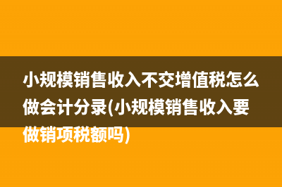 小规模销售收入不交增值税怎么做会计分录(小规模销售收入要做销项税额吗)