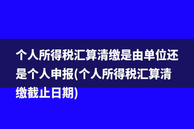 个人所得税汇算清缴是由单位还是个人申报(个人所得税汇算清缴截止日期)