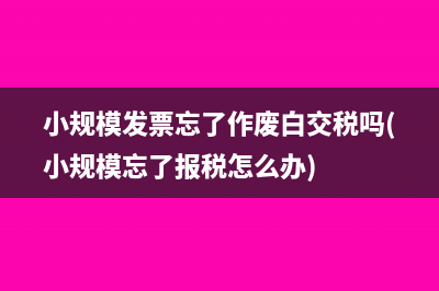 小规模发票忘了作废白交税吗(小规模忘了报税怎么办)