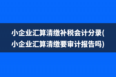 小企业汇算清缴补税会计分录(小企业汇算清缴要审计报告吗)