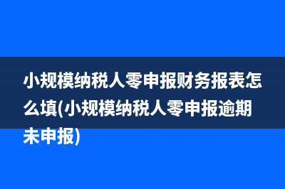 小规模纳税人零申报财务报表怎么填(小规模纳税人零申报逾期未申报)
