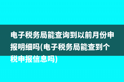 电子税务局能查询到以前月份申报明细吗(电子税务局能查到个税申报信息吗)