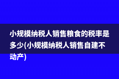 小规模纳税人销售粮食的税率是多少(小规模纳税人销售自建不动产)