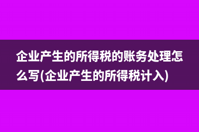 企业产生的所得税的账务处理怎么写(企业产生的所得税计入)