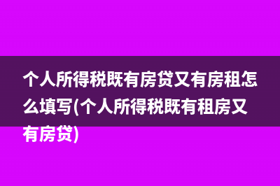 个人所得税既有房贷又有房租怎么填写(个人所得税既有租房又有房贷)