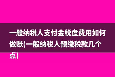 一般纳税人支付金税盘费用如何做账(一般纳税人预缴税款几个点)