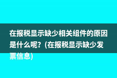 在报税显示缺少相关组件的原因是什么呢？(在报税显示缺少发票信息)