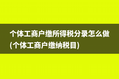 个体工商户缴所得税分录怎么做(个体工商户缴纳税目)