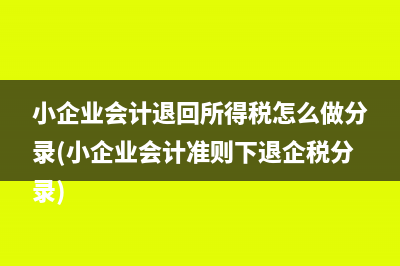 小企业会计退回所得税怎么做分录(小企业会计准则下退企税分录)