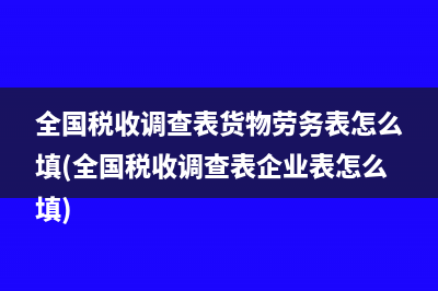 全国税收调查表货物劳务表怎么填(全国税收调查表企业表怎么填)