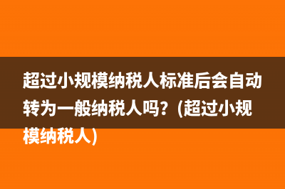 超过小规模纳税人标准后会自动转为一般纳税人吗？(超过小规模纳税人)