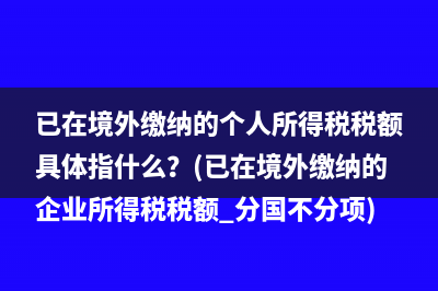 已在境外缴纳的个人所得税税额具体指什么？(已在境外缴纳的企业所得税税额 分国不分项)