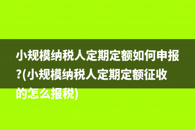 小规模纳税人定期定额如何申报?(小规模纳税人定期定额征收的怎么报税)