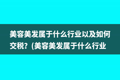 美容美发属于什么行业以及如何交税？(美容美发属于什么行业)
