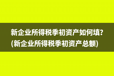 新企业所得税季初资产如何填？(新企业所得税季初资产总额)