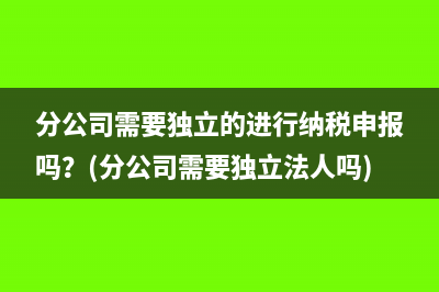 分公司需要独立的进行纳税申报吗？(分公司需要独立法人吗)