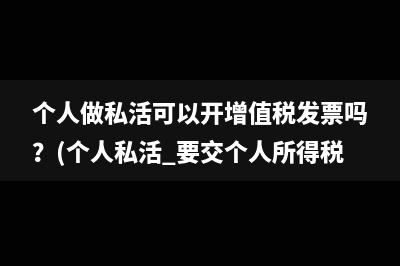 个人做私活可以开增值税发票吗？(个人私活 要交个人所得税吗)