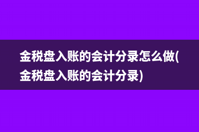 金税盘入账的会计分录怎么做(金税盘入账的会计分录)