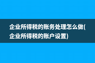 企业所得税的账务处理怎么做(企业所得税的账户设置)