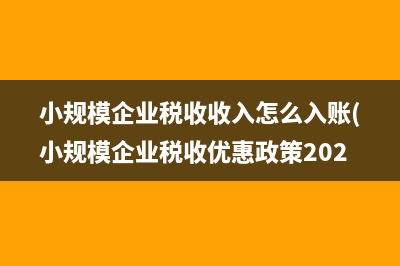 小规模企业税收收入怎么入账(小规模企业税收优惠政策2023)
