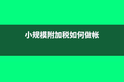 小规模附加税如何计提(小规模附加税如何做帐)