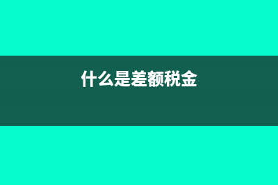 什么是差额税(什么是差额税金)