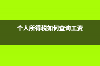 个人所得税如何做分录?(个人所得税如何查询工资)