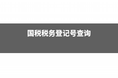国税税务登记号是什么?(国税税务登记号查询)