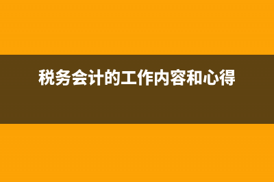 税务会计的工作内容有哪些?(税务会计的工作内容和心得)