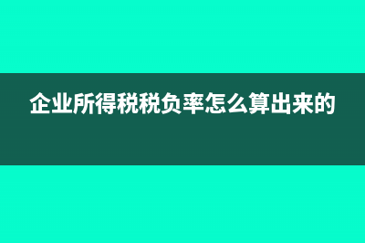 企业所得税税负率计算公式?(企业所得税税负率怎么算出来的)
