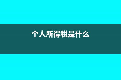 税是什么?(个人所得税是什么)