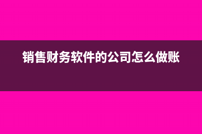 销售财务软件税率多少(销售财务软件的公司怎么做账)