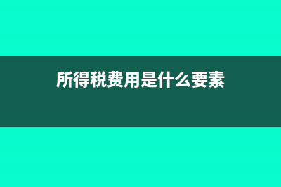 所得税费用是什么意思?(所得税费用是什么要素)