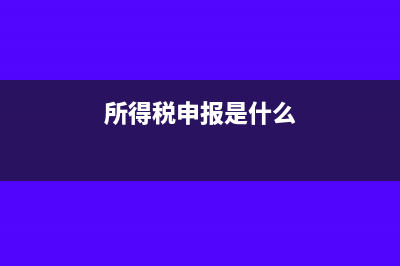 所得税申报是什么?(所得税申报是什么)