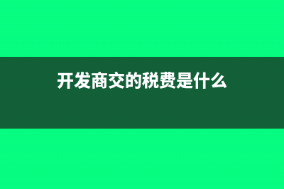 税费是什么?(开发商交的税费是什么)
