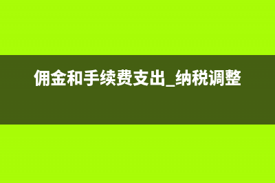 佣金和手续费支出指什么(佣金和手续费支出 纳税调整)