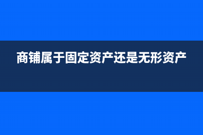 商铺属于固定资产吗(商铺属于固定资产还是无形资产)
