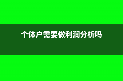 个体户需要做利润表吗?(个体户需要做利润分析吗)