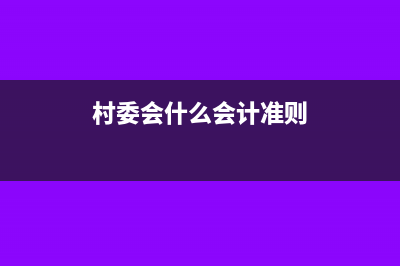 村委会用什么会计制度(村委会什么会计准则)