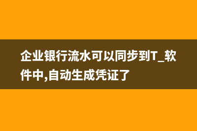 企业银行流水可以作凭证吗(企业银行流水可以同步到T+软件中,自动生成凭证了)