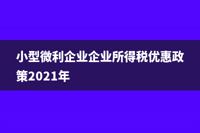 小型微利企业企业所得税的税率(小型微利企业企业所得税优惠政策2021年)