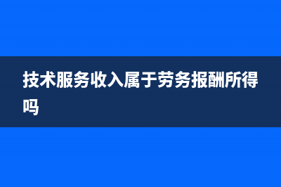 技术服务收入属于提供劳务收入吗(技术服务收入属于劳务报酬所得吗)