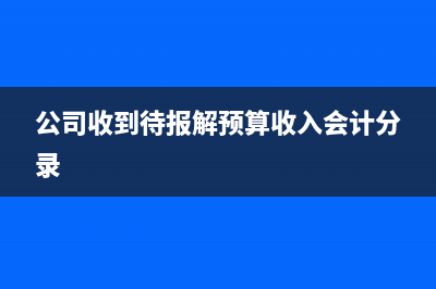 公司收到待报解预算收入怎么做账(公司收到待报解预算收入会计分录)