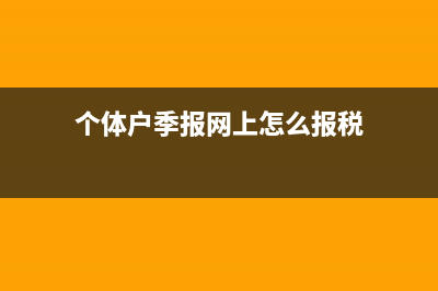 个体户季报网上申报怎么填写?(个体户季报网上怎么报税)