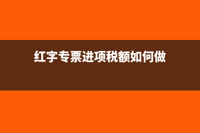红字专票进项税额转出分录(红字专票进项税额如何做)
