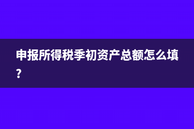 申报所得税季初资产总额怎么填?