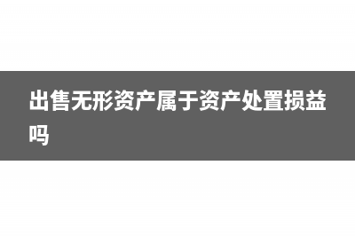 出售无形资产属于企业收入怎么做账务处理(出售无形资产属于资产处置损益吗)