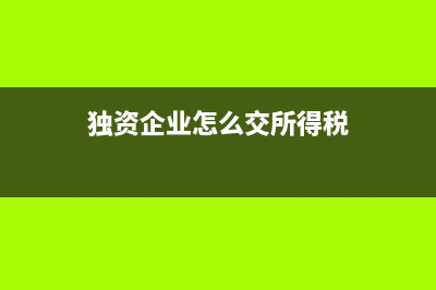 独资企业得税计算方法(独资企业怎么交所得税)