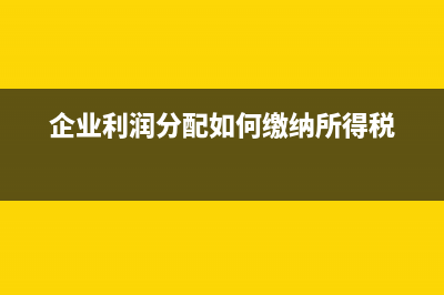 企业利润分配如何交税(企业利润分配如何缴纳所得税)